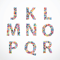 Alphabet Circle color point style vector set..