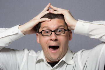 Portrait of a man in panic