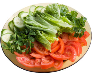 Fresh vegetables sliced on a platter