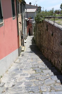 Fototapeta Steep narrow alley in Porto Venere at the Ligurian sea, Italy
