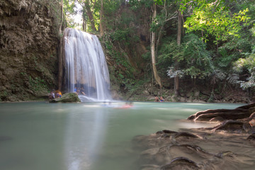 Beautiful deep forest waterfall in Thailand 