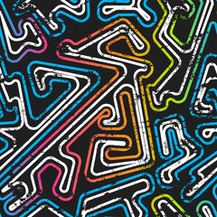 graffiti maze seamless pattern with grunge effect
