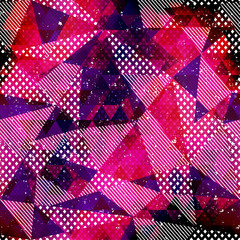 Red triangle seamless pattern with grunge effect
