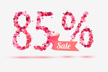 eighty five (85) percents sale. Digits of pink rose petals