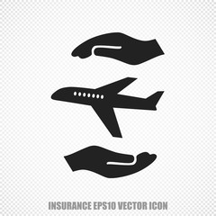 Insurance vector Airplane And Palm icon. Modern flat design.