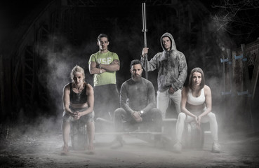 Portrait of resting athletes