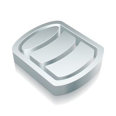 Programming icon: 3d metallic Database with reflection, vector illustration.