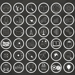 education icons in white circle frame