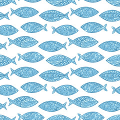 Fish. Paisley. Seamless vector pattern (background).