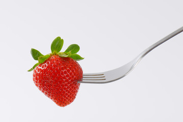 strawberry on fork