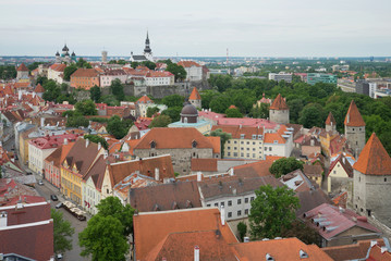 Fototapeta premium Vyshgorod - a historical center of Tallinn, urban landscape. Estonia TALLINN, ESTONIA - JUNE 07, 2014: