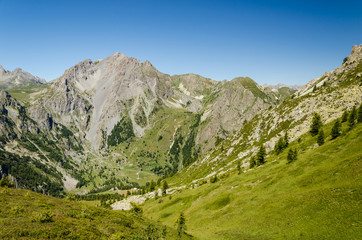 alps profile, scenic view of mountain peaks on italian alps