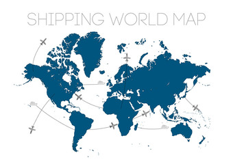 delivery shipping world map illustration