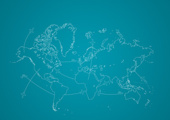 delivery shipping world map illustration