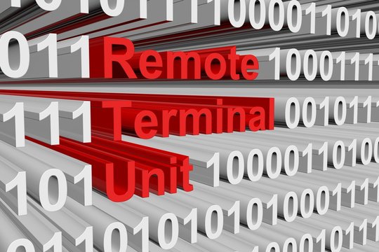 Remote terminal unit in the form of binary code, 3D illustration