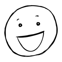 Vector Single Sketch Emoticon - Broad Smiling Face