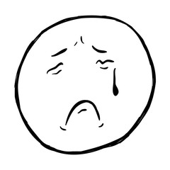 Vector Single Sketch Emoticon - Crying Smiley