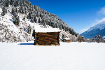 View on abandoned old wooden house in countryside