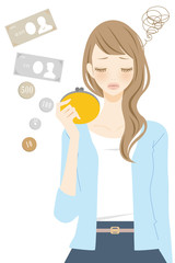 お財布を持つ女性　現金トラブル