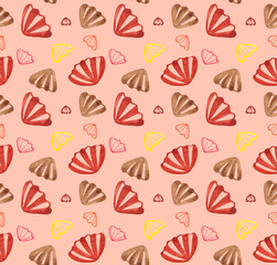shells watercolor seamless pattern