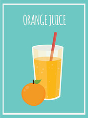 Vector orange juice and orange fruit
