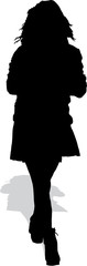 The girl's silhouette with a handbag
