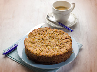 bread cake with apple, selective focus