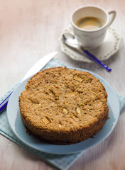 bread cake with apple, selective focus