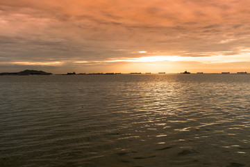 Fototapeta premium Sunset over ocean, nature composition