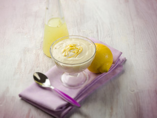 lemon mousse,selective focus