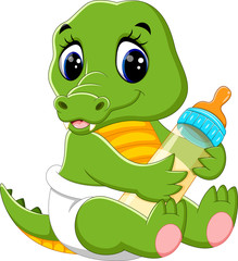 Fototapeta premium illustration of cute baby crocodile cartoon