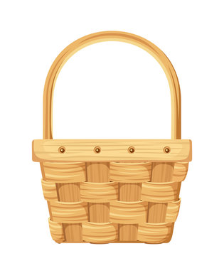 recommend clip art: Vector illustration of an empty wicker basket isolated on a white background.