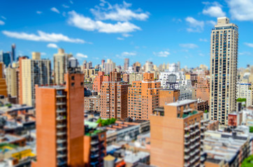 Fototapeta na wymiar View of Upper East Side, New York. Tilt-shift effect applied