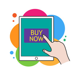 Online Shopping, a hand drawn vector illustration of a tablet device with 