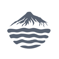 Mountain range over a lake, sea or ocean, outdoor logo vector illustration.