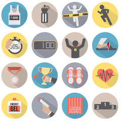 Flat Design Run Icon Set Vector Illustration.