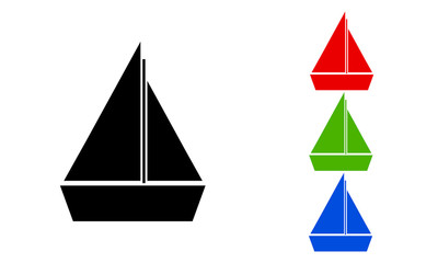 Boat sailing in various colors