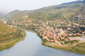 Fototapeta na wymiar View of Mtskheta, the confluence of the Mtkvari and Aragvi
