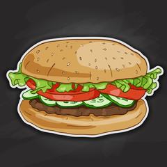 Burger, color picture sticker