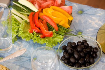 Fresh vegetables and olives