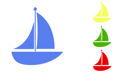 Boat sailing in various colors
