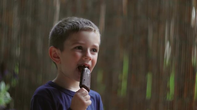 Boy messed up from ice cream
