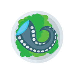 blue tentacles of octopus and salad