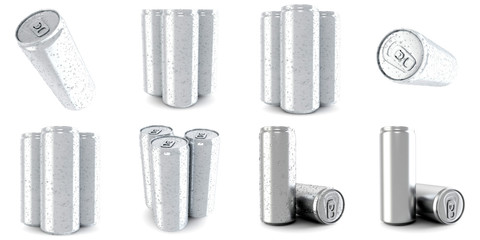 Beer and soda can isolated on white background