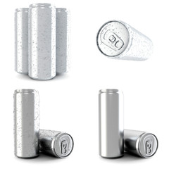 Beer and soda can isolated on white background