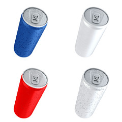 Beer and soda can isolated on white background