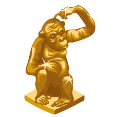 Obraz premium Golden statue of the thinking monkey
