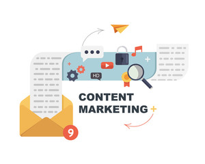 Concepts for Content Marketing .Vector digital marketing concept in flat style