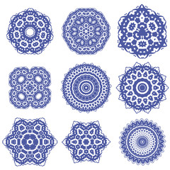 Round Geometric Ornaments Set Isolated on White Background