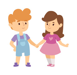 Kids holding hands vector illustration.